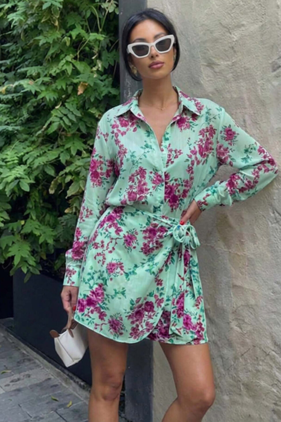 Azalea σετ πουκάμισο-κρουάζε μίνι φούστα floral βεραμάν - Image 2