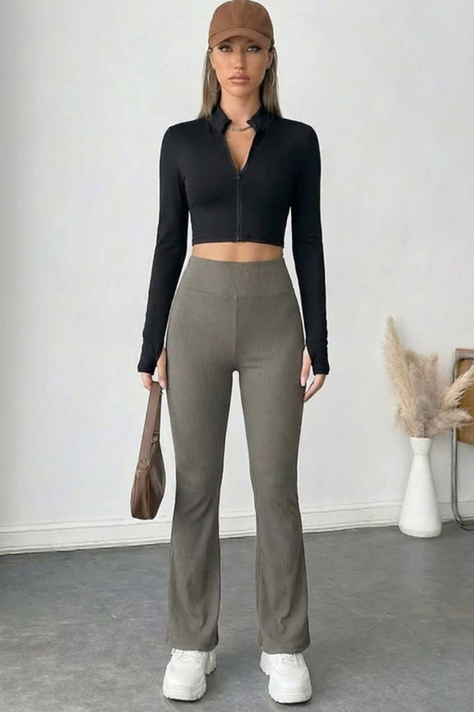 Bianka ψηλόμεσο κολάν καμπάνα γκρι - Image 2