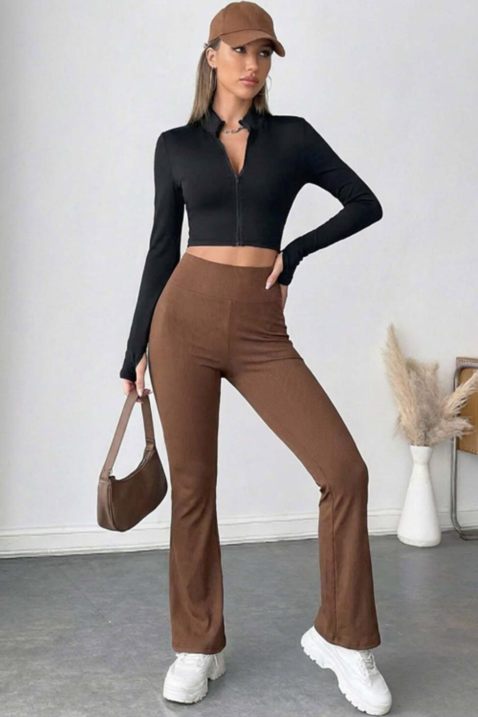 Bianka ψηλόμεσο κολάν καμπάνα καφέ - Image 2