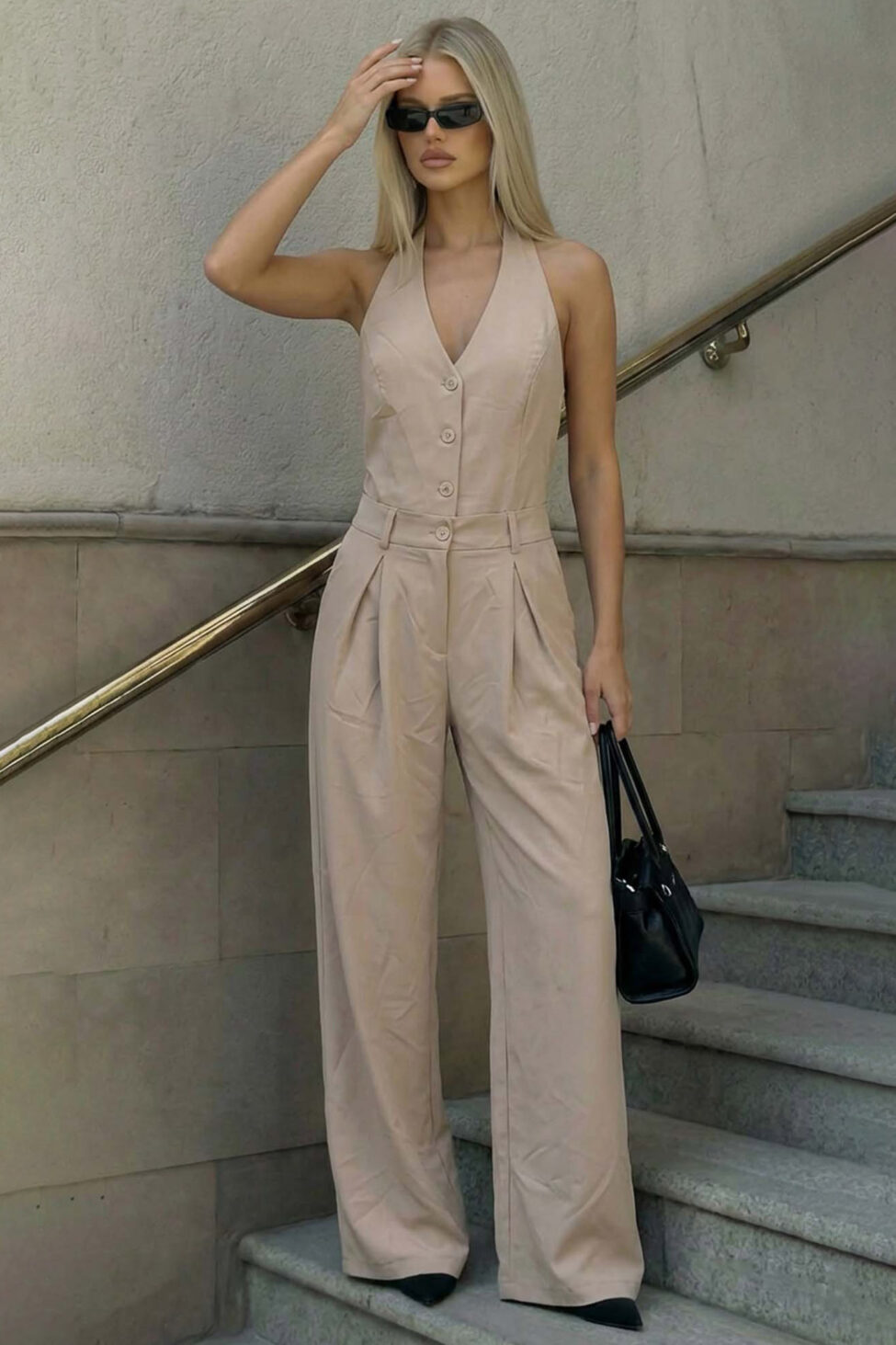 Careen ολόσωμη φόρμα με διακοσμητικά κουμπιά εκρού - Image 2