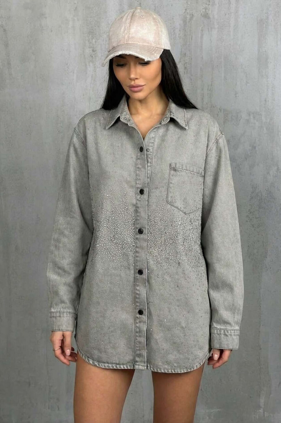 Carlos τζιν πουκάμισο με στρας γκρι - Image 2