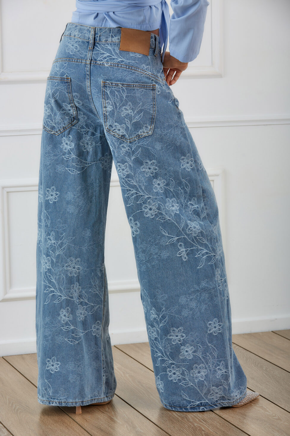 Coley τζιν παντελόνι με λουλούδια μπλε - Image 3