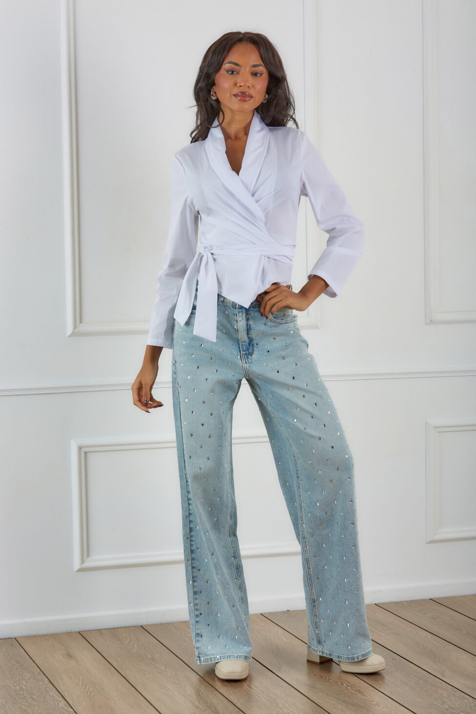 Collete τζιν παντελόνι με στράς μπλε - Image 4