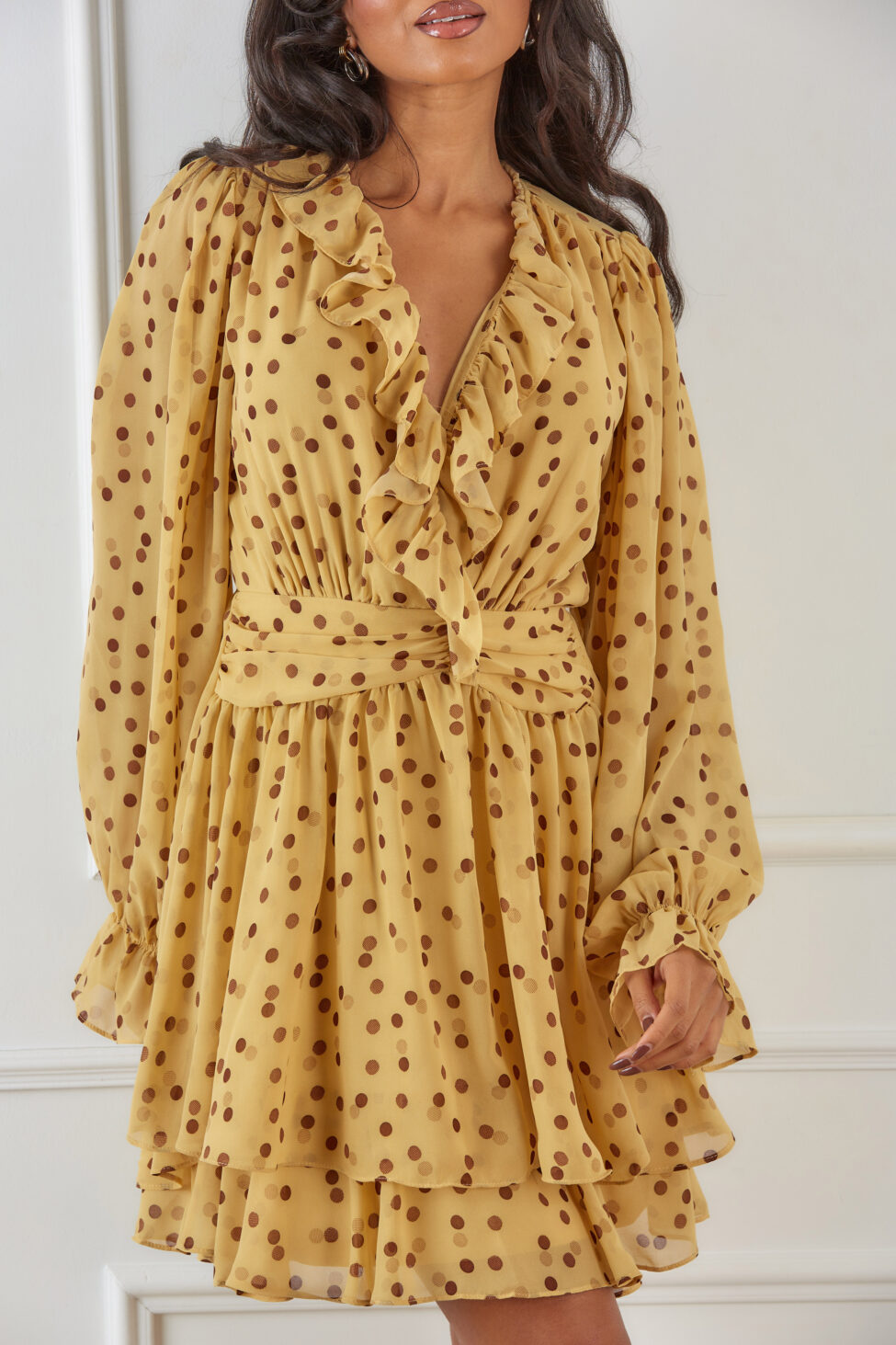 Conley μίνι φόρεμα με βολάν κίτρινο - Image 3