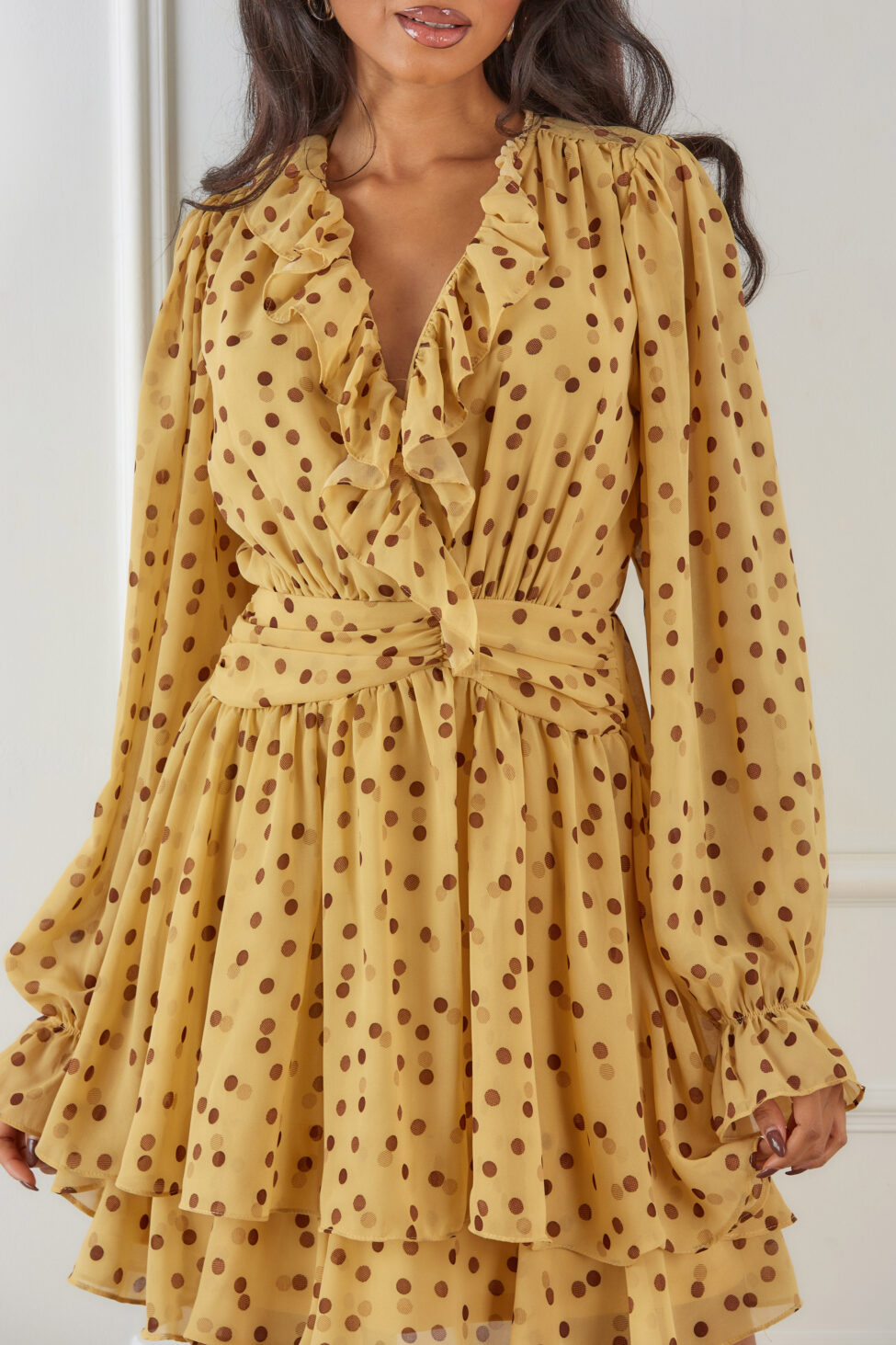 Conley μίνι φόρεμα με βολάν κίτρινο - Image 4