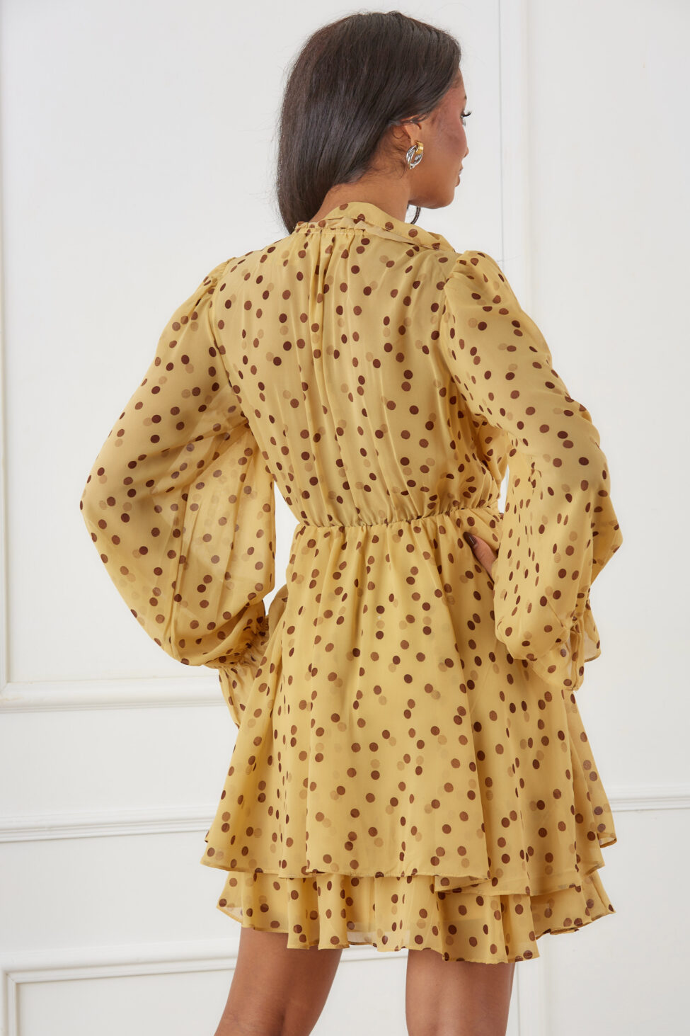 Conley μίνι φόρεμα με βολάν κίτρινο - Image 5