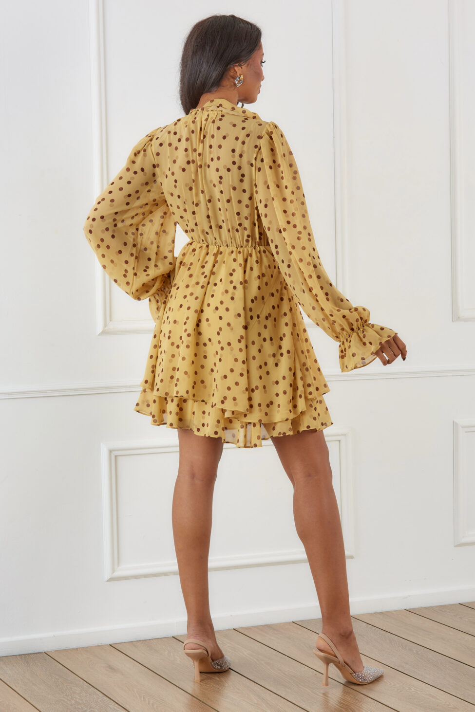 Conley μίνι φόρεμα με βολάν κίτρινο - Image 6