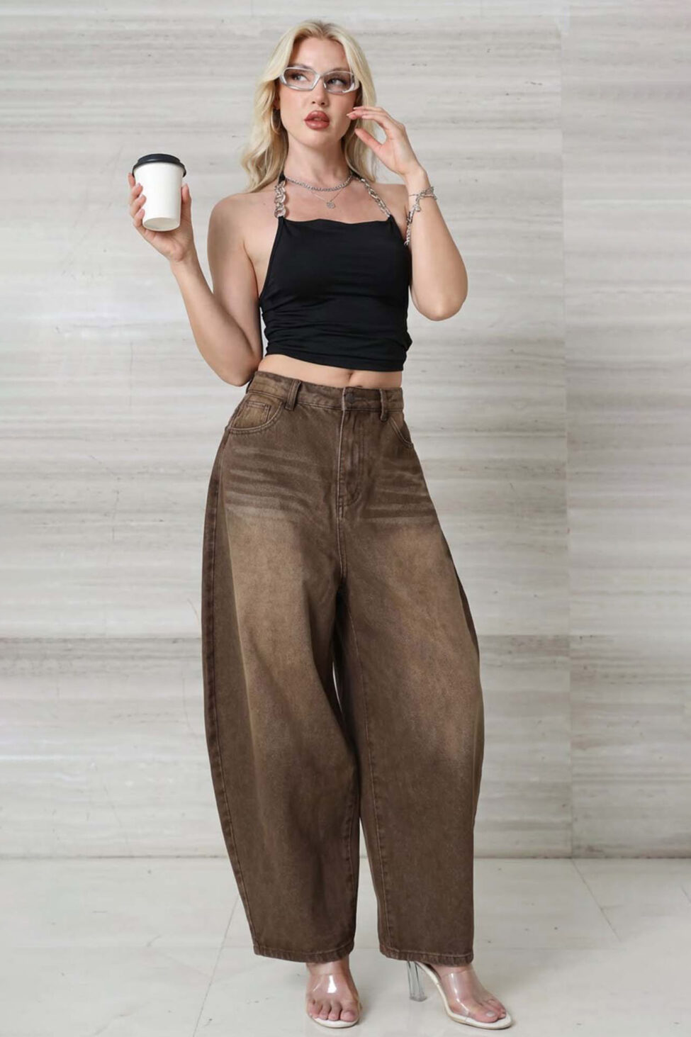 Corrie φαρδύ vintage τζιν καφέ - Image 2