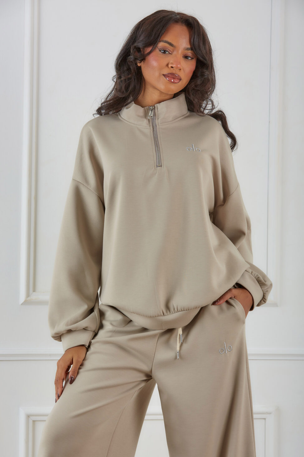 Cosetta σετ φόρμα φούτερ με παντελόνι μπεζ - Image 2