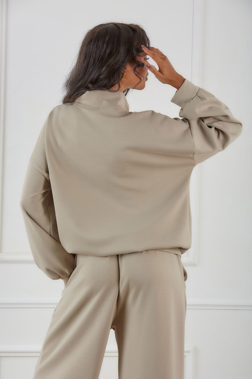 Cosetta σετ φόρμα φούτερ με παντελόνι μπεζ - Image 4