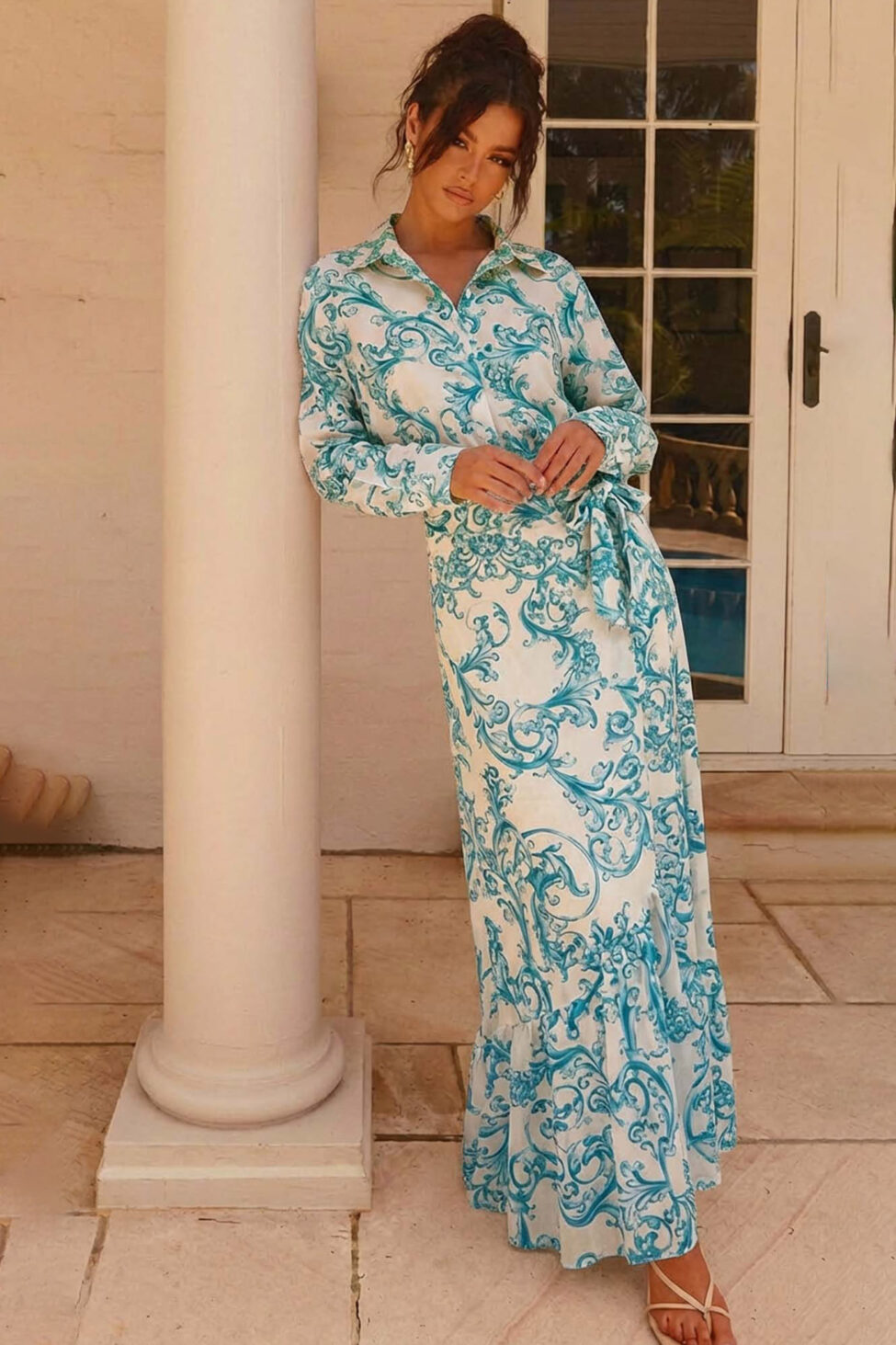 Daffodil σετ πουκάμισο-φούστα με λαχούρια βεραμάν - Image 2