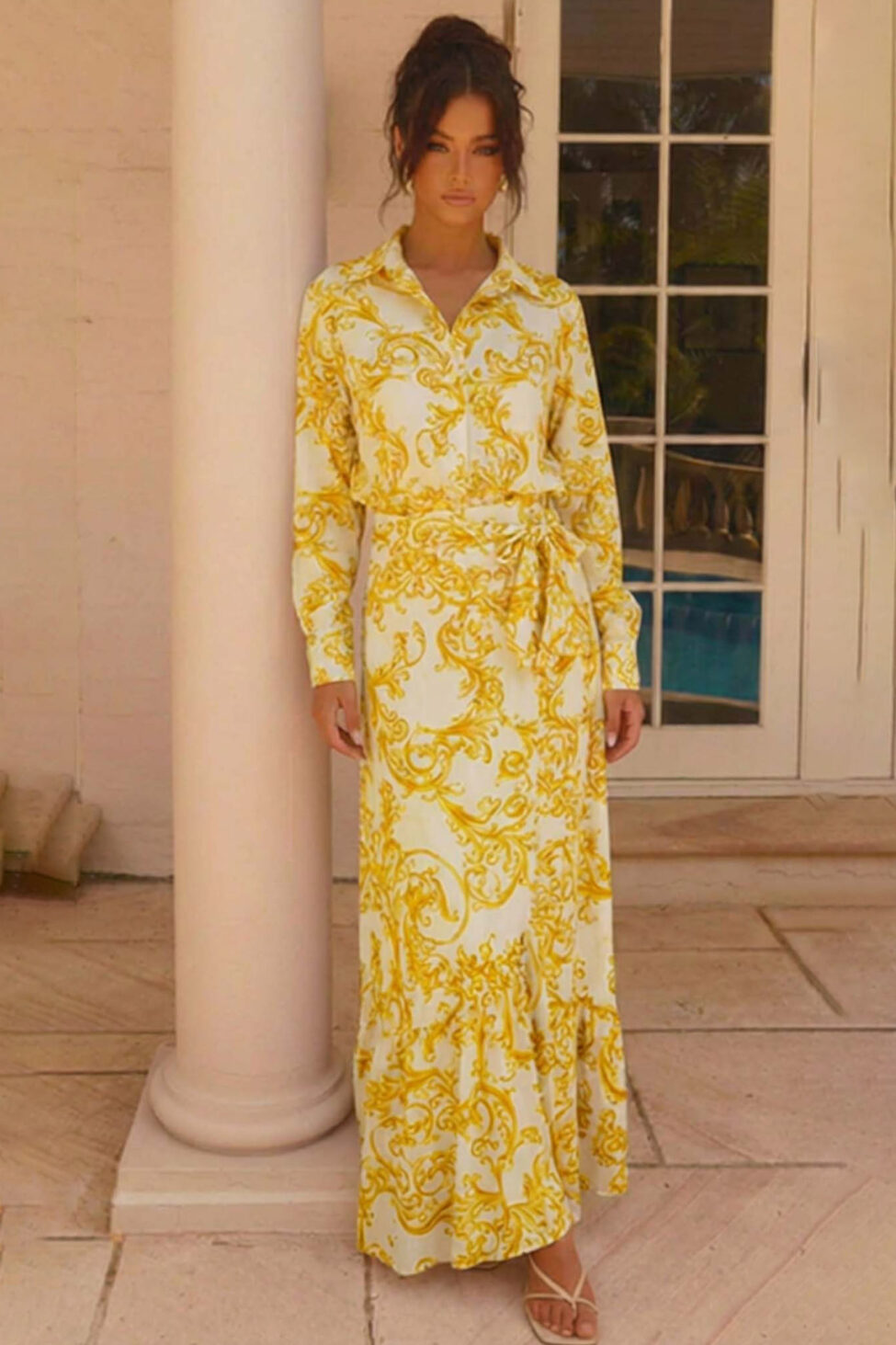 Daffodil σετ πουκάμισο-φούστα με λαχούρια κίτρινο - Image 2