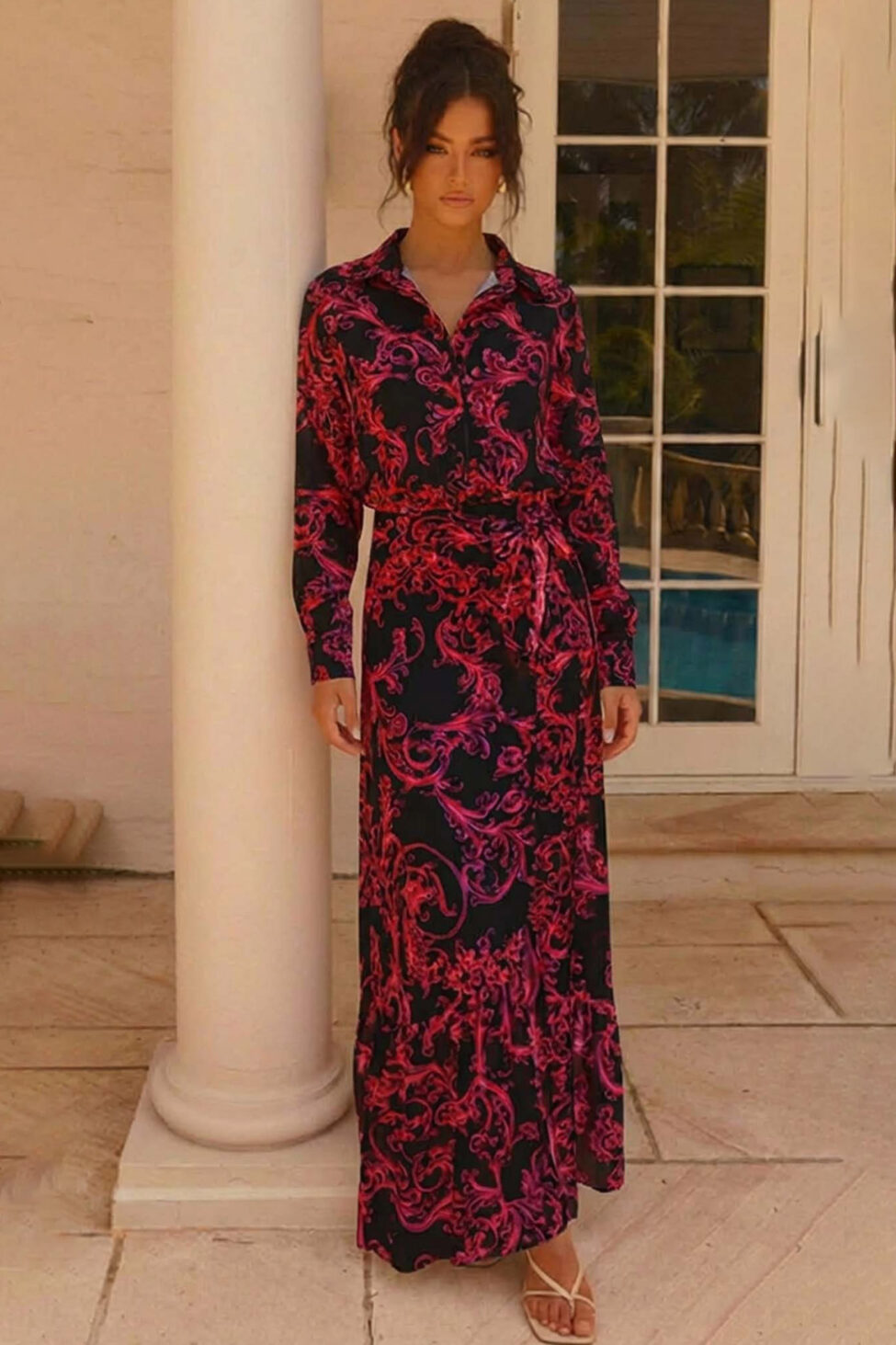 Daffodil σετ πουκάμισο-φούστα με λαχούρια μαύρο - Image 2