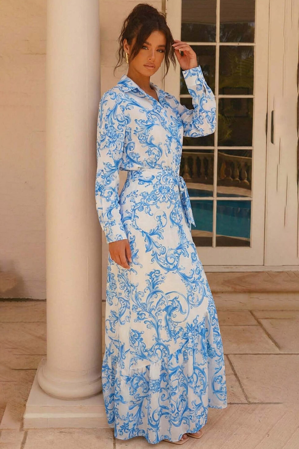 Daffodil σετ πουκάμισο-φούστα με λαχούρια σιελ - Image 2