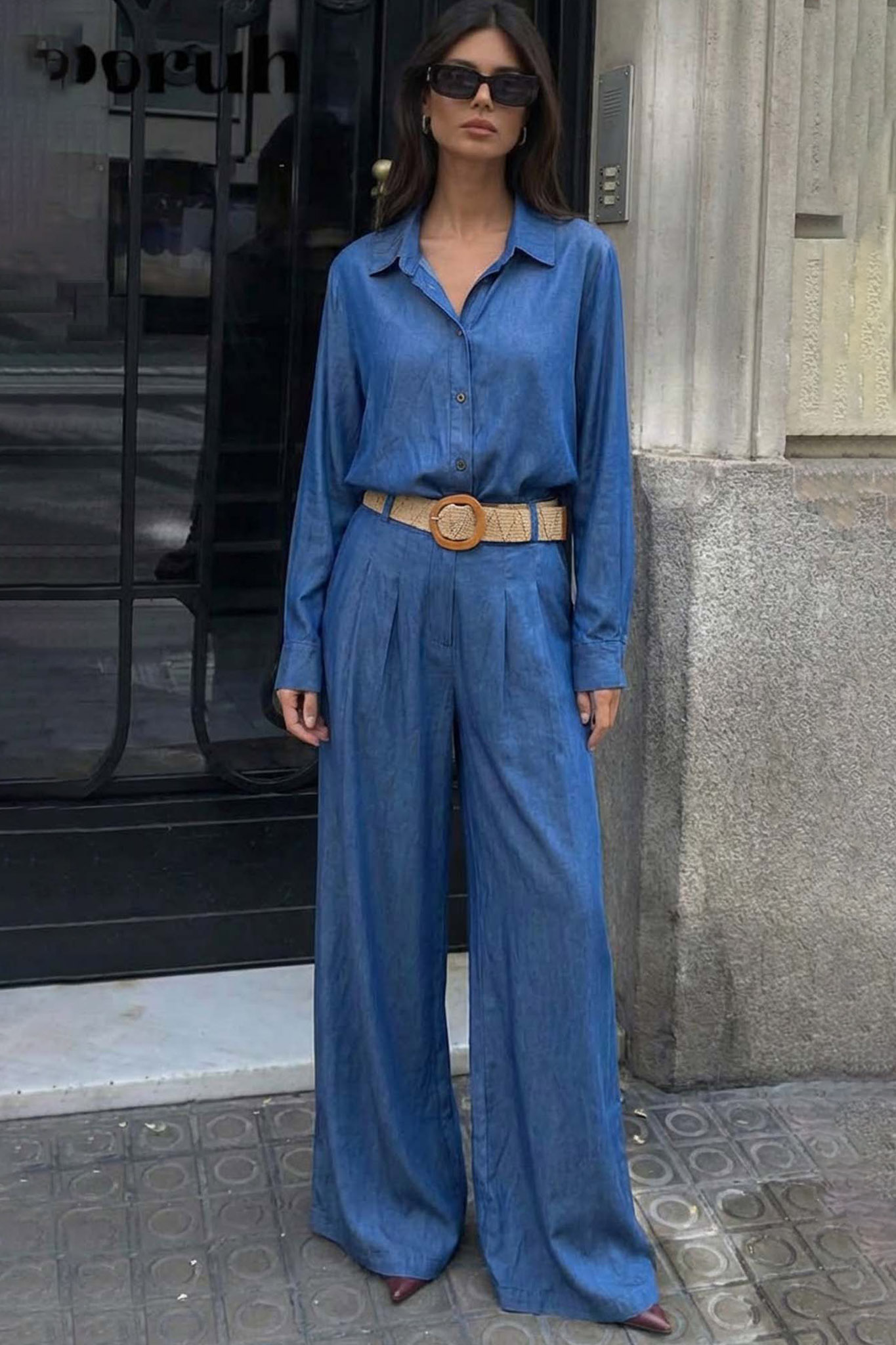 Deka σετ πουκάμισο-παντελόνι με πίετες μπλε Deka σετ πουκάμισο-παντελόνι με πίετες μπλε - Image 1