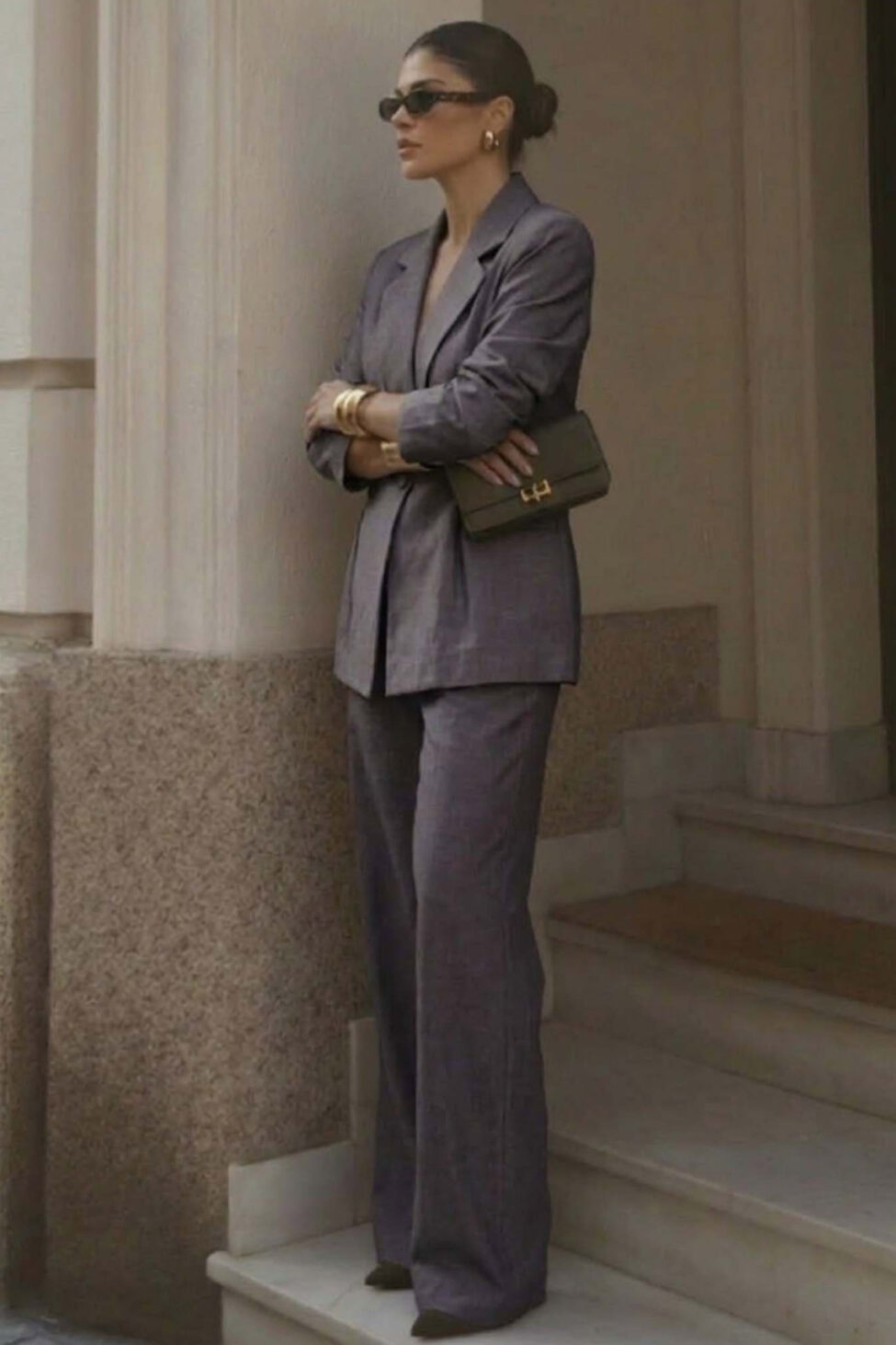 Denisse σετ σακάκι παντελόνι γκρι - Image 2