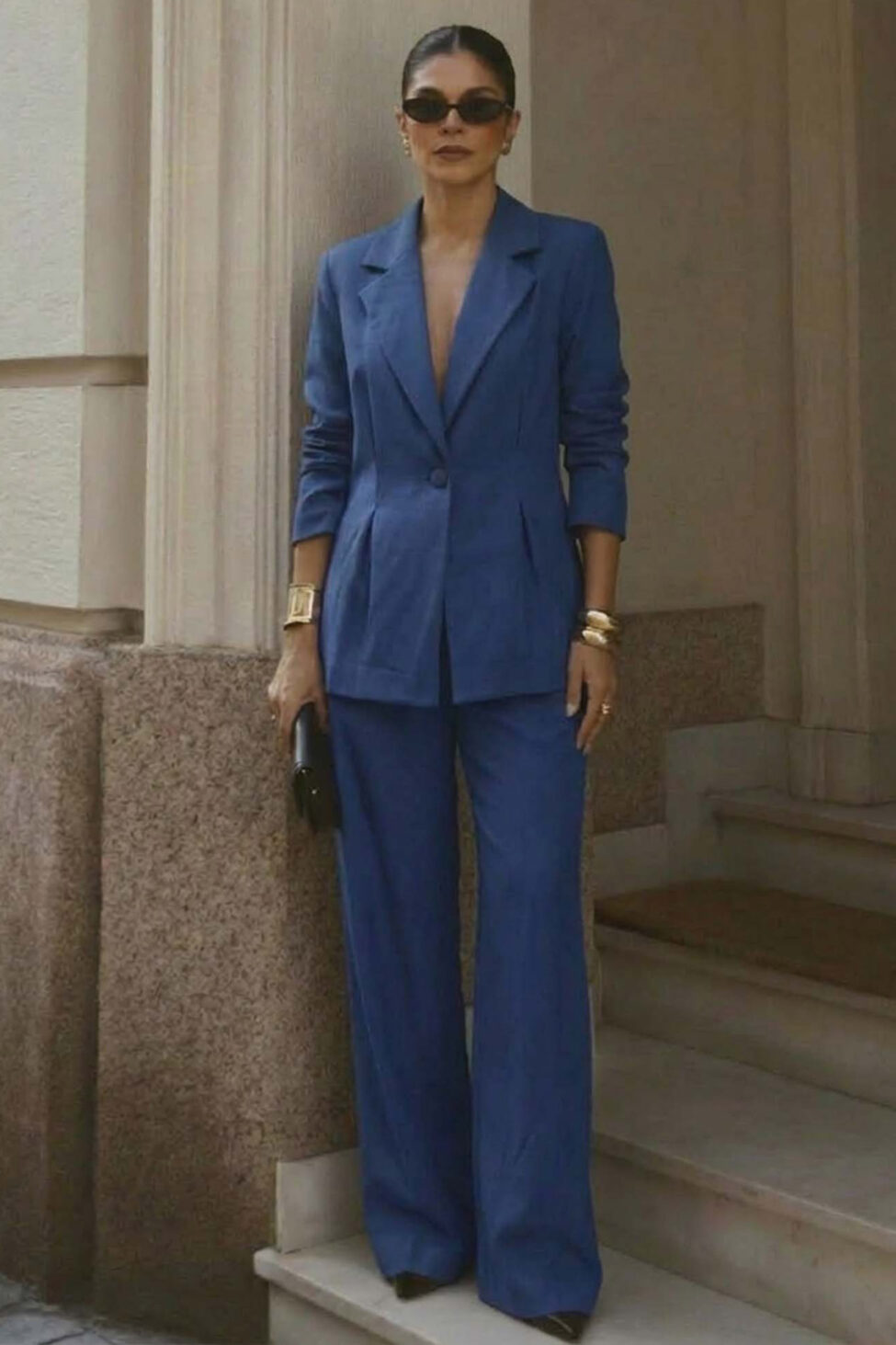 Denisse σετ σακάκι παντελόνι μπλε - Image 2