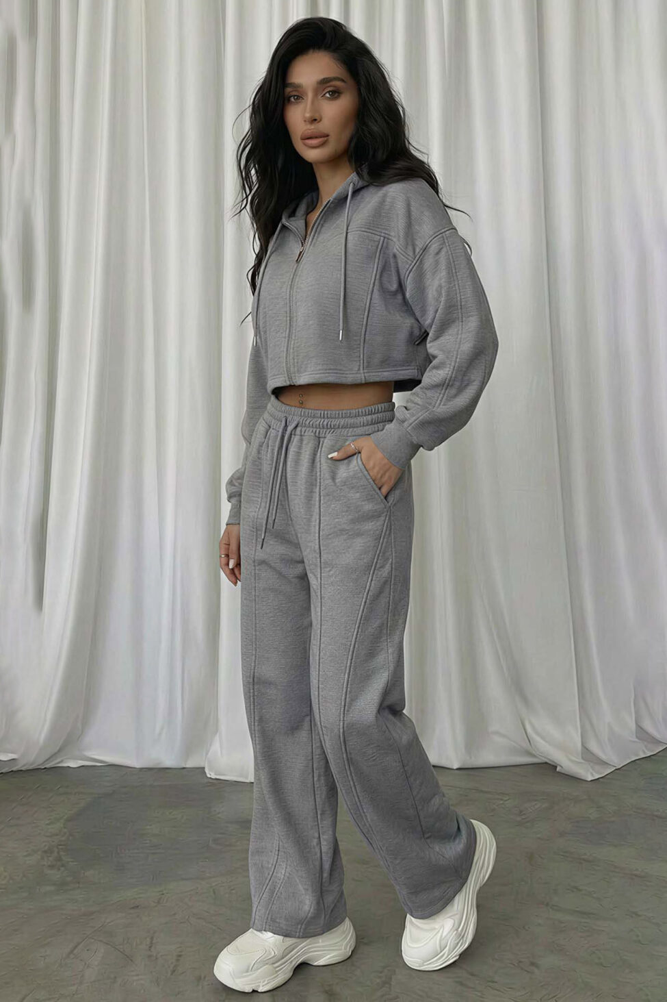 Dudley cropped σετ φόρμας με παντελόνι γκρι - Image 2
