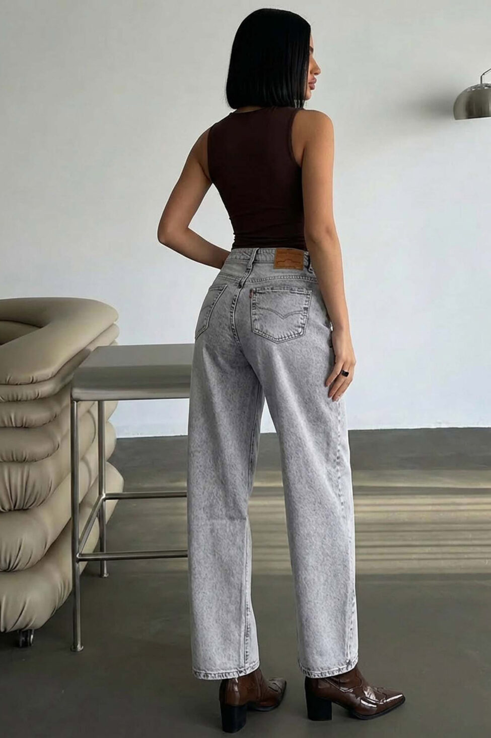 Emmelia ψηλόμεσο τζιν παντελόνι γκρι - Image 2