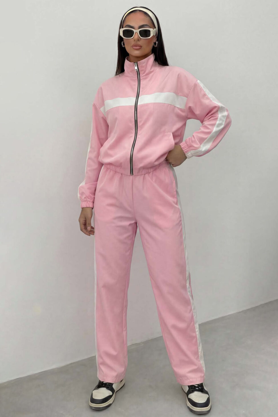 Enviro σετ ζακέτα παντελόνι με ρίγες ροζ - Image 2