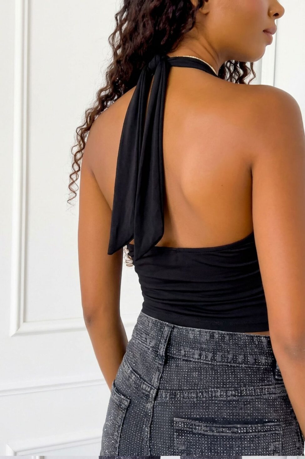 Erielle crop τοπ εξώπλατο μαύρο - Image 2