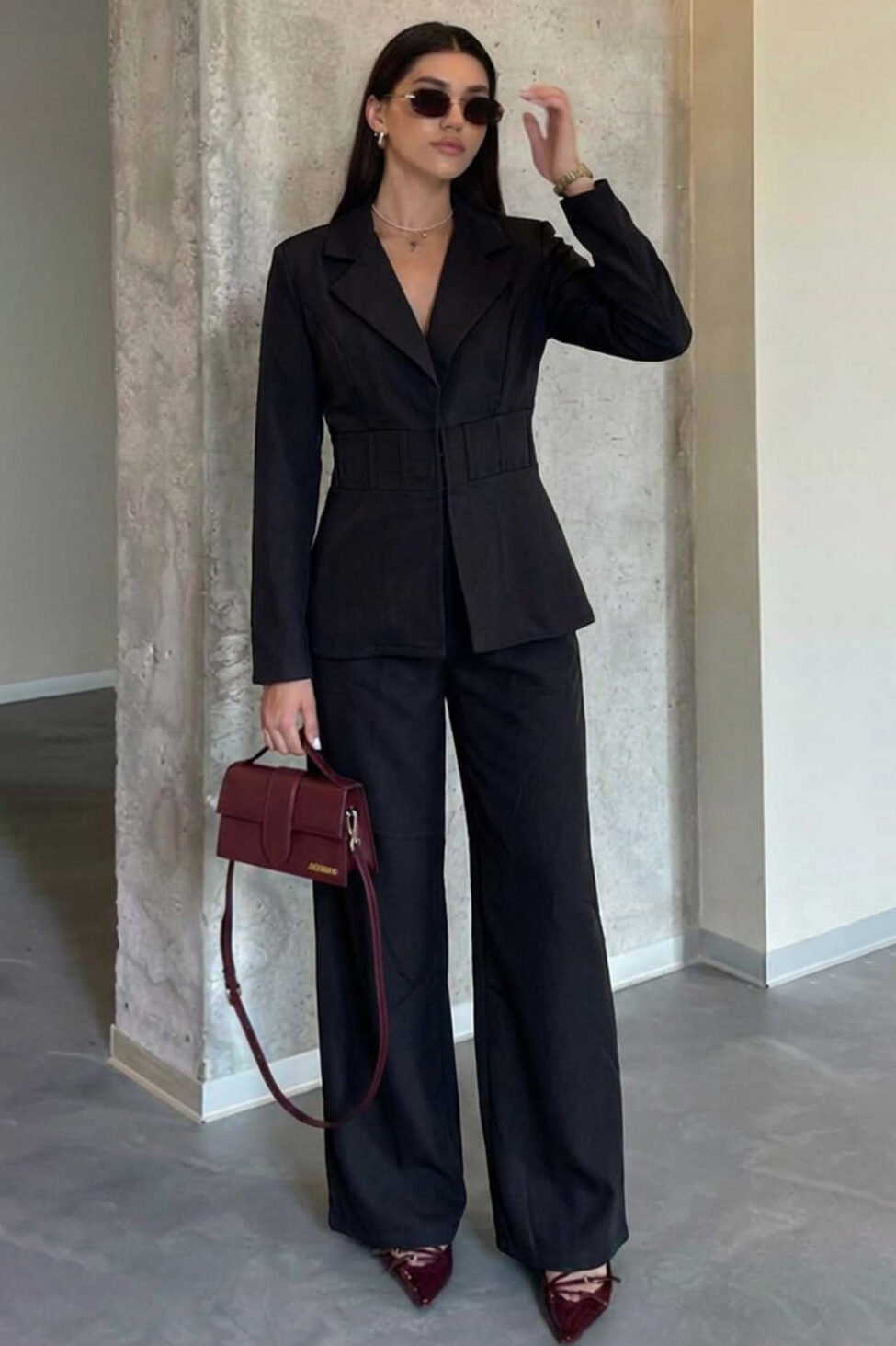 Ethra σετ σακάκι με παντελόνι μαύρο - Image 2