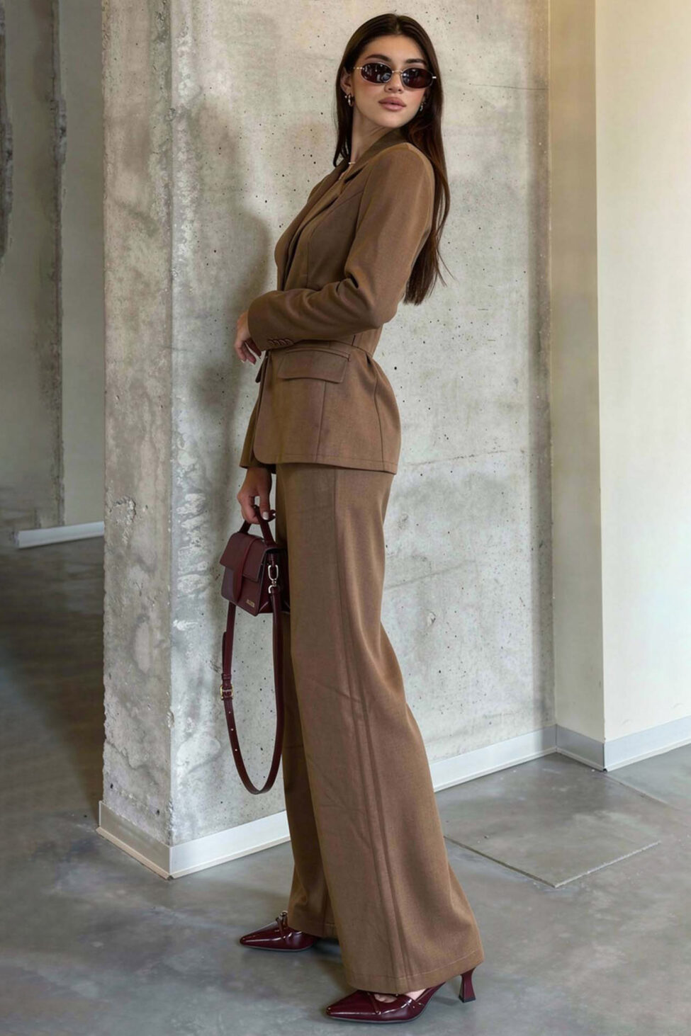 Ethra σετ σακάκι με παντελόνι μπεζ - Image 2