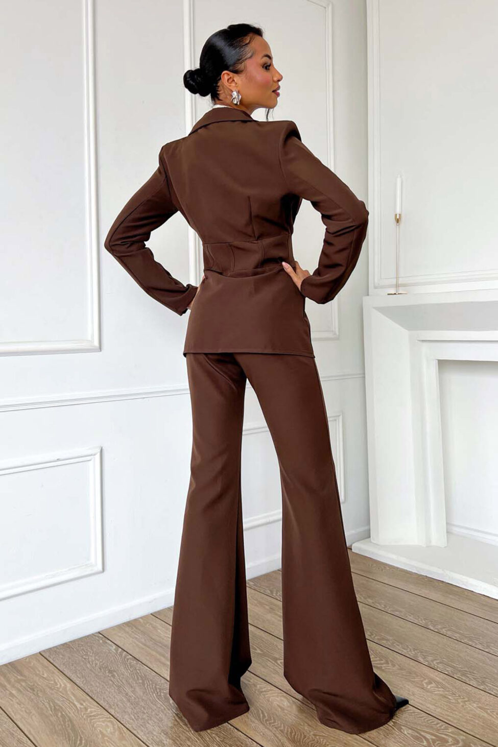 Ethra σετ σακάκι με παντελόνι καφέ - Image 2