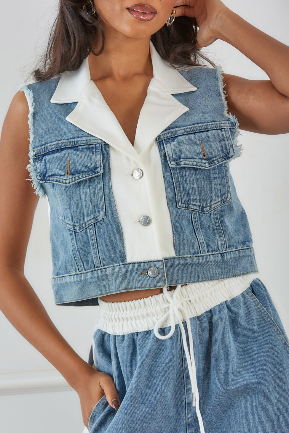 Fiera σετ τζιν γιλέκο με παντελόνι μπλε - Image 3