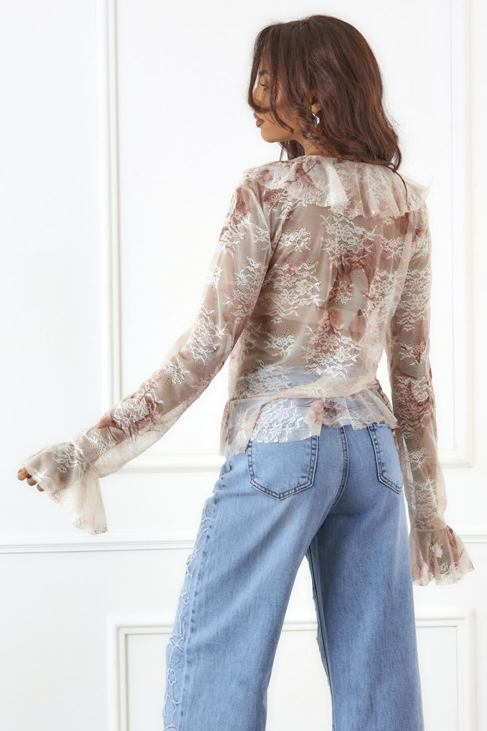 Flamingo μπλούζα με δαντέλα εκρού - Image 3