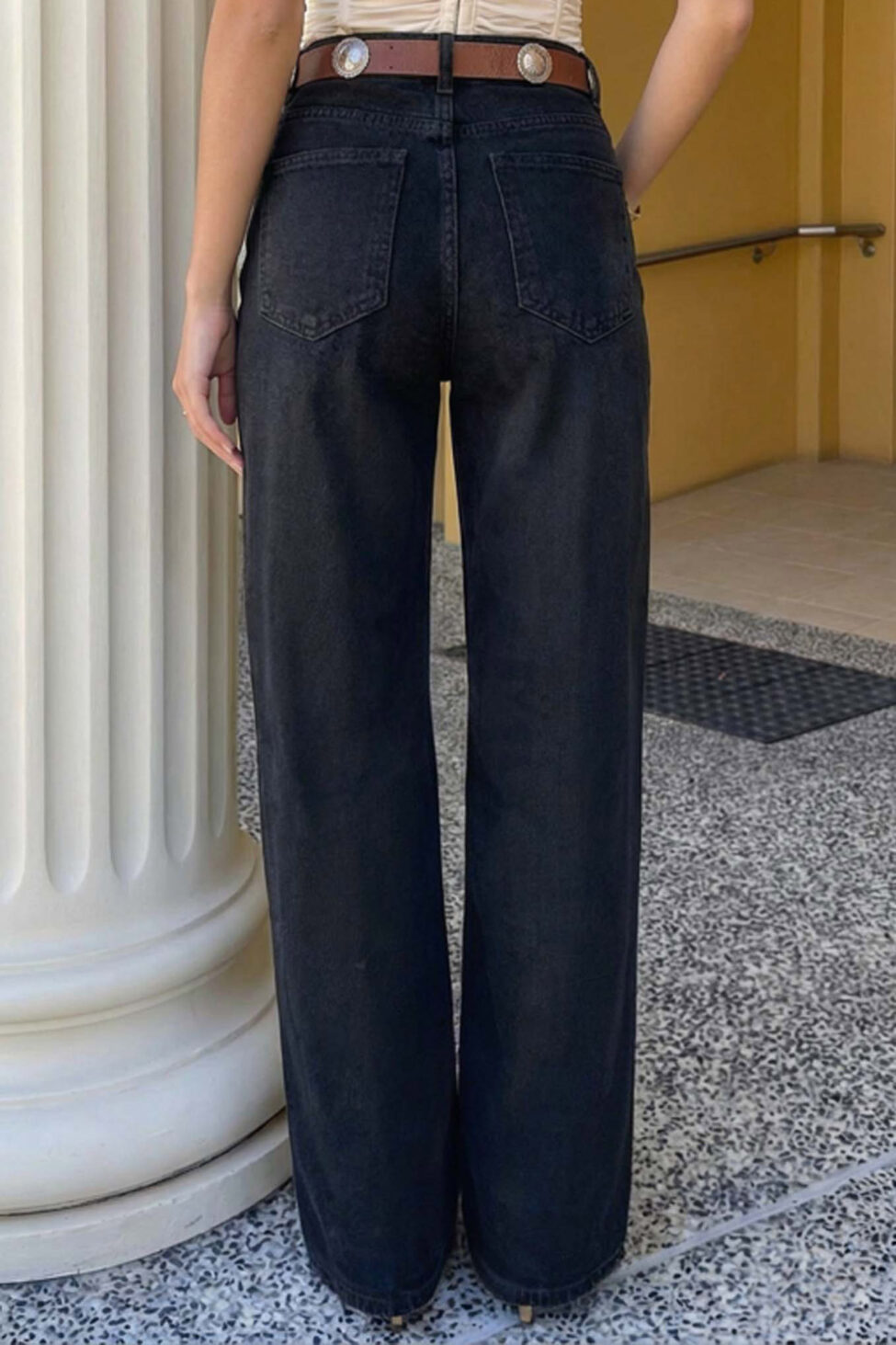 Global τζιν παντελόνι με Vintage Ζώνη μαύρο - Image 2