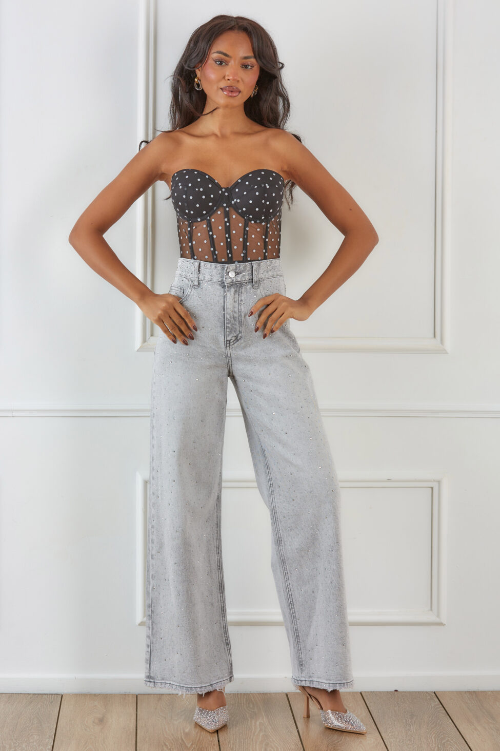 Guava τζιν παντελόνι με στρας γκρι - Image 3