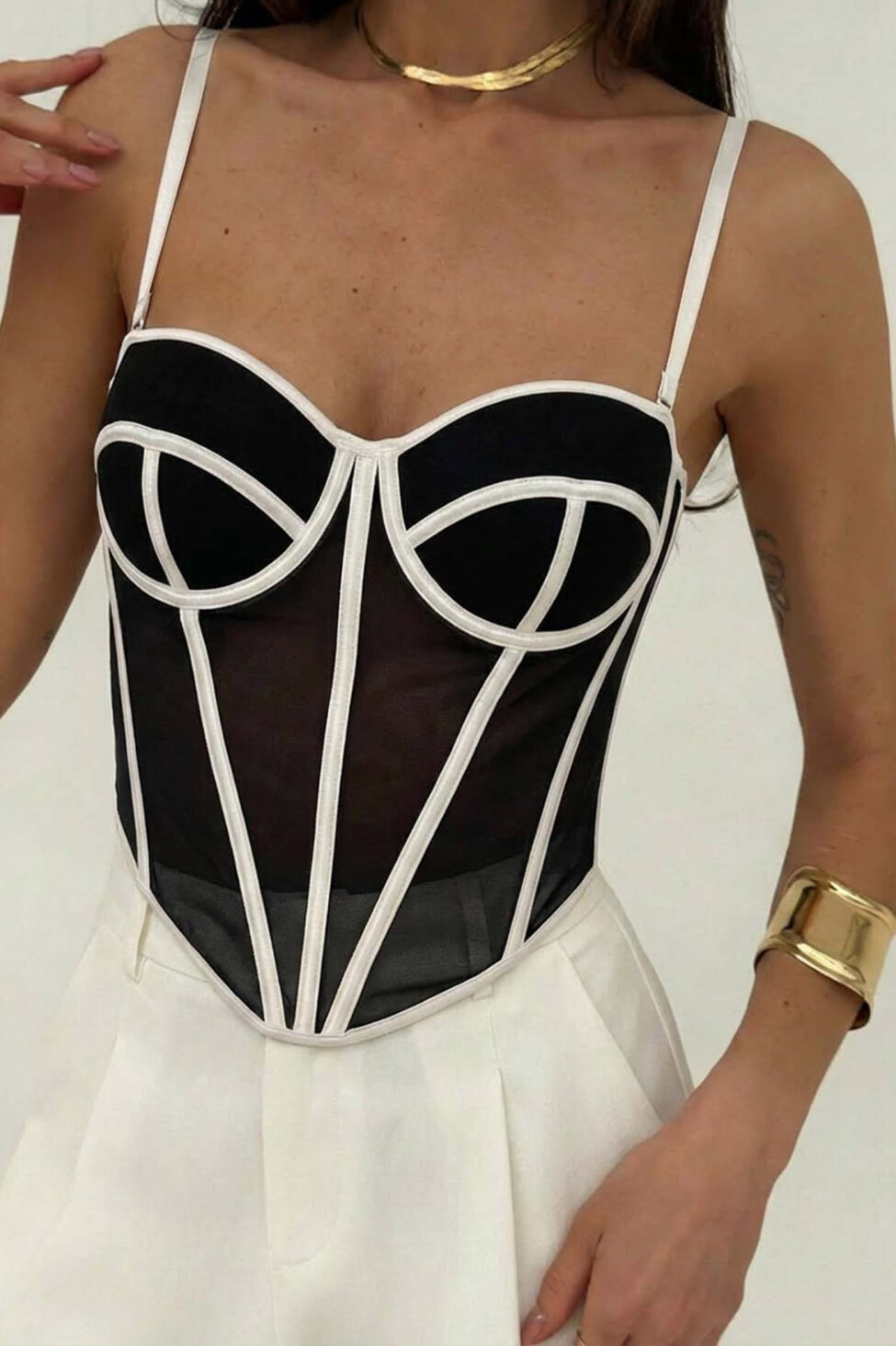 Hypnotic κορσές με διαφάνεια και σατέν λεπτομέρειες λευκό - Image 2