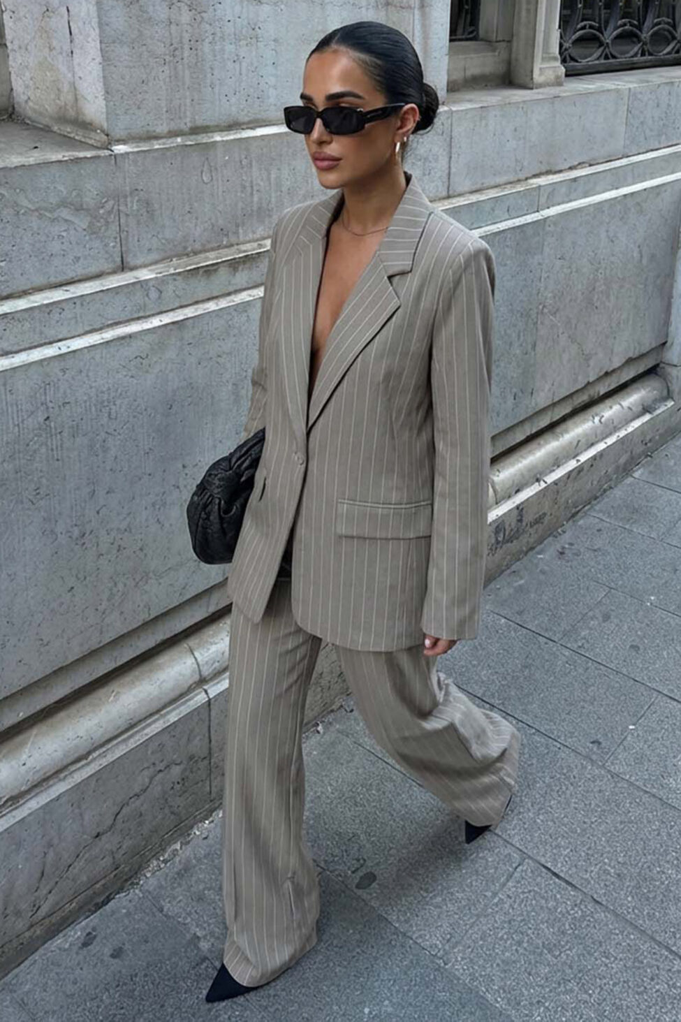 Identity σετ σακάκι παντελόνι με ρίγες γκρι - Image 2