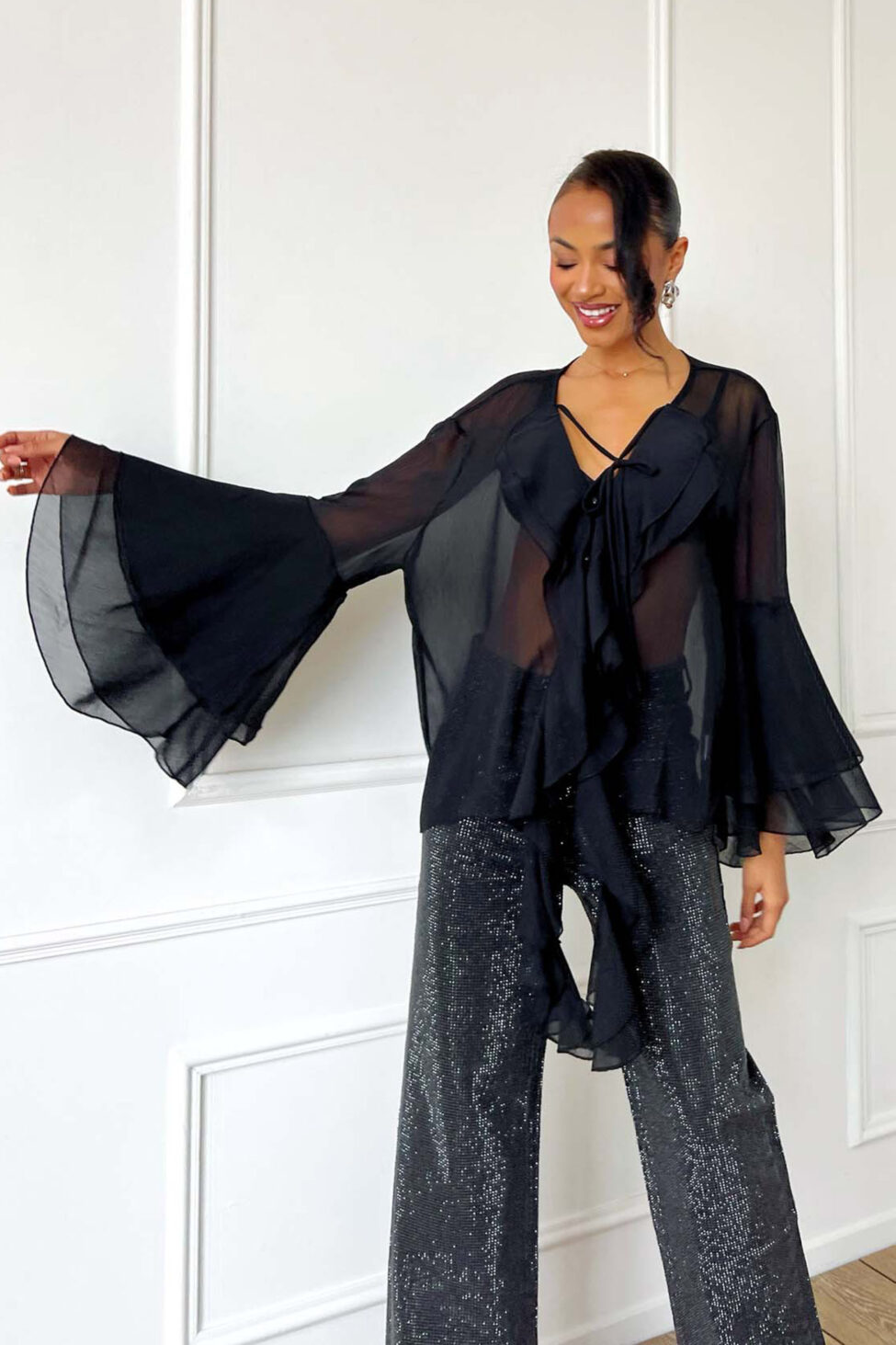 Isabela τοπ με διαφάνεια μαύρο - Image 2