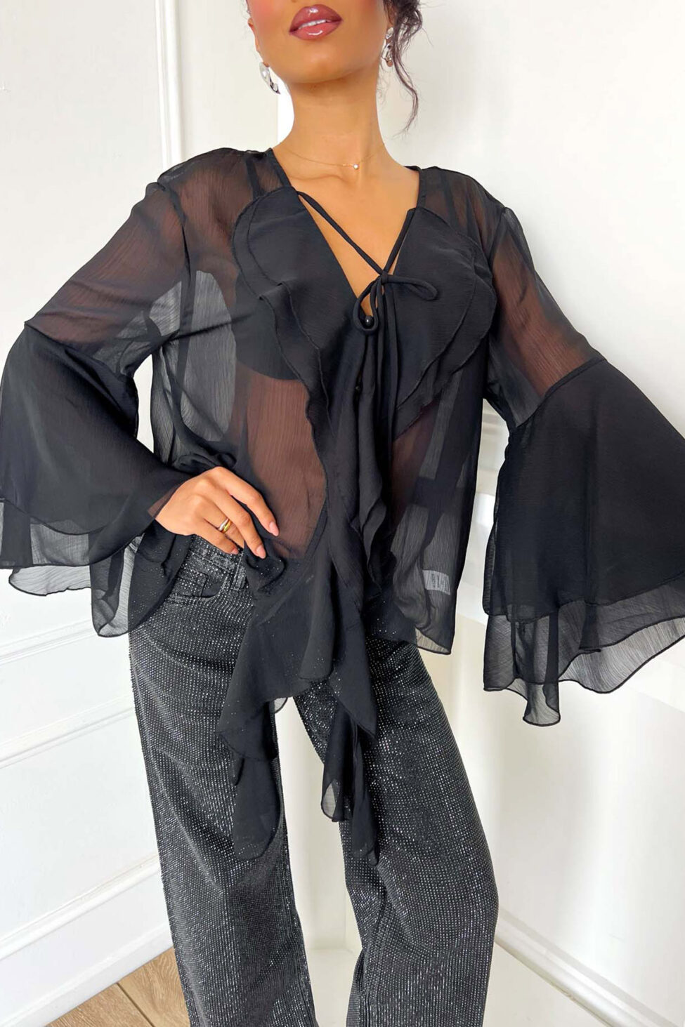 Isabela τοπ με διαφάνεια μαύρο - Image 3