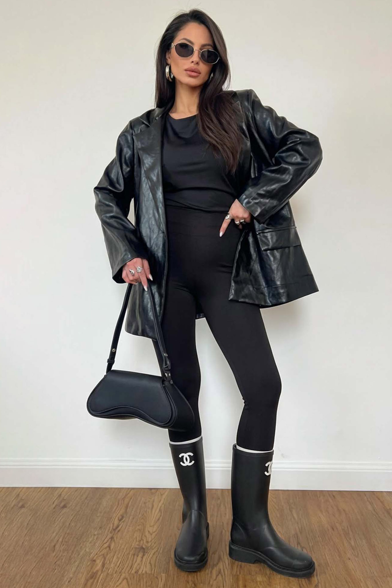 Jaine oversized σακάκι με όψη δέρματος μαύρο Jaine oversized σακάκι με όψη δέρματος μαύρο - Image 1