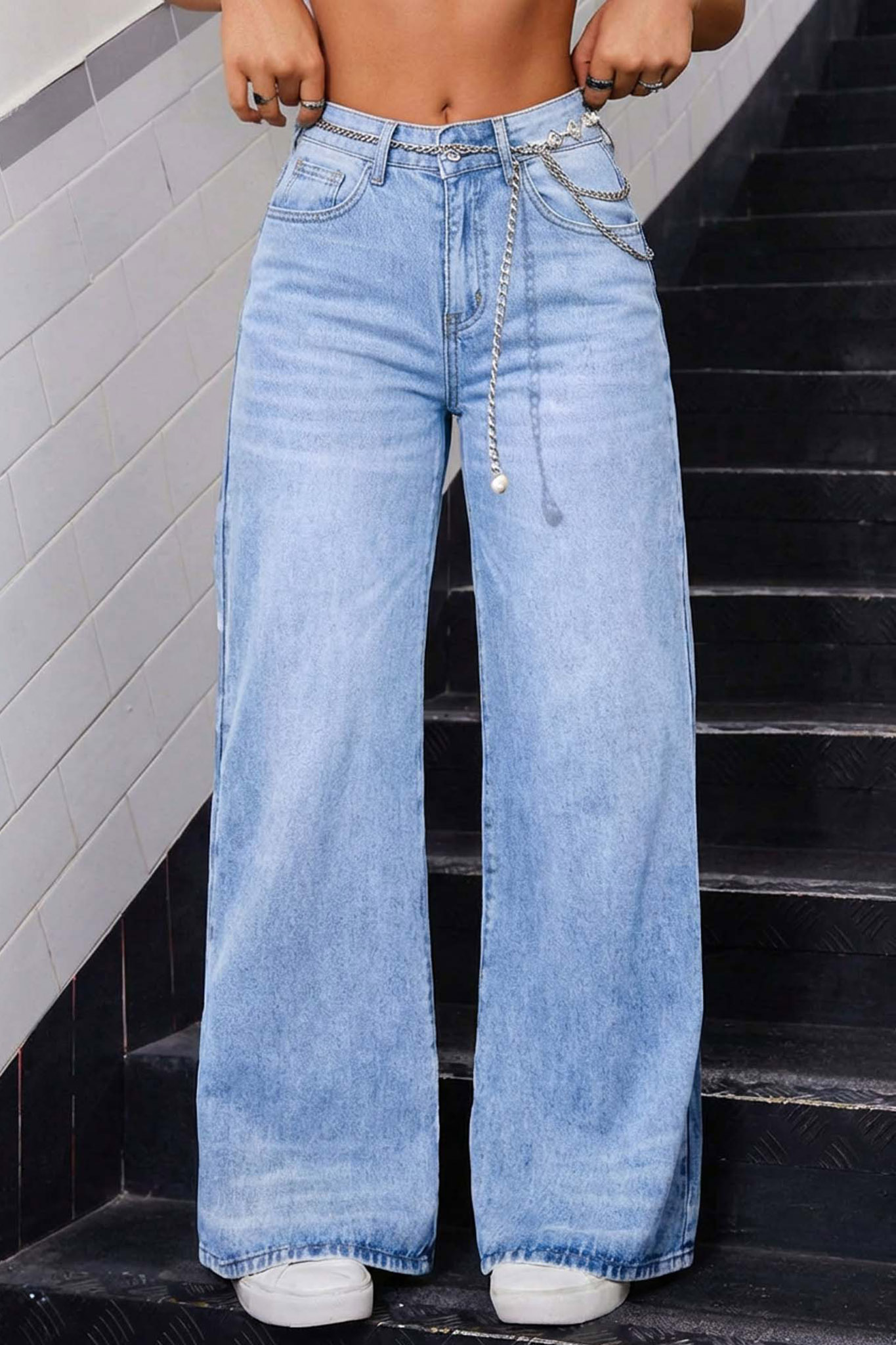 Jocelyn ψηλόμεσο τζιν παντελόνι μπλε Jocelyn ψηλόμεσο τζιν παντελόνι μπλε - Image 1