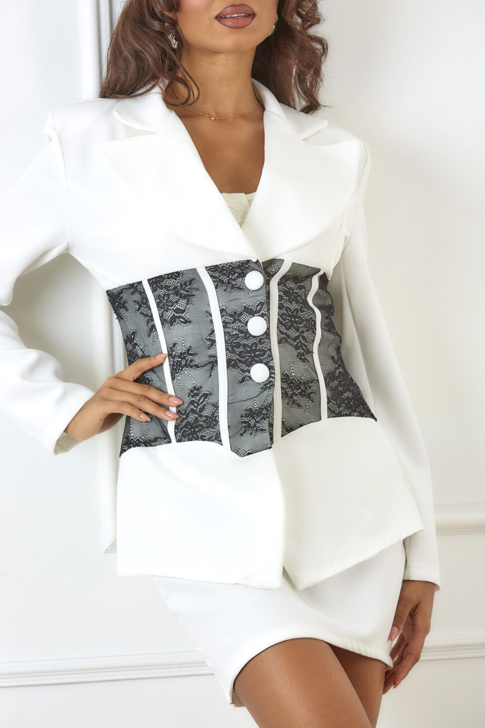 Kabir σετ σακάκι φούστα λευκό - Image 2