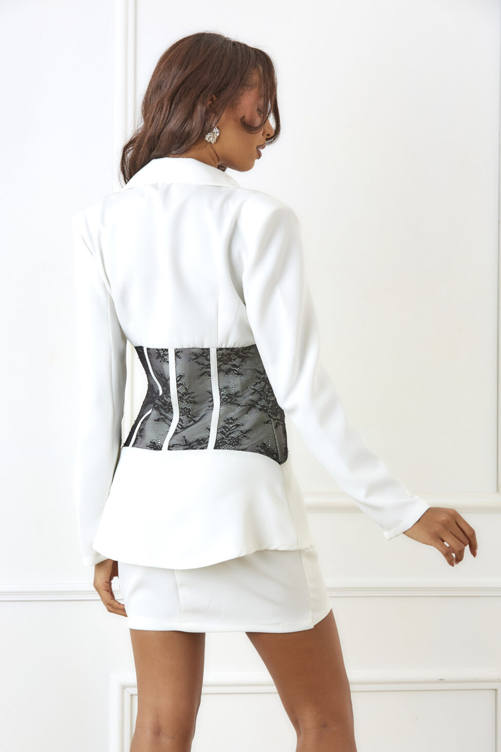 Kabir σετ σακάκι φούστα λευκό - Image 3