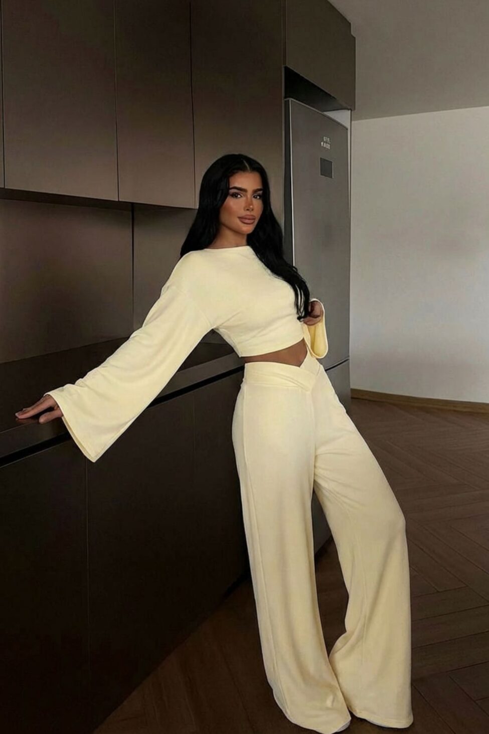 Kaida σετ φόρμα τοπ παντελόνι κίτρινο - Image 2