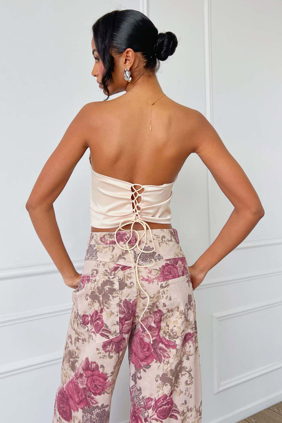 Keby κορσές σατέν με παγιέτα μπεζ - Image 3