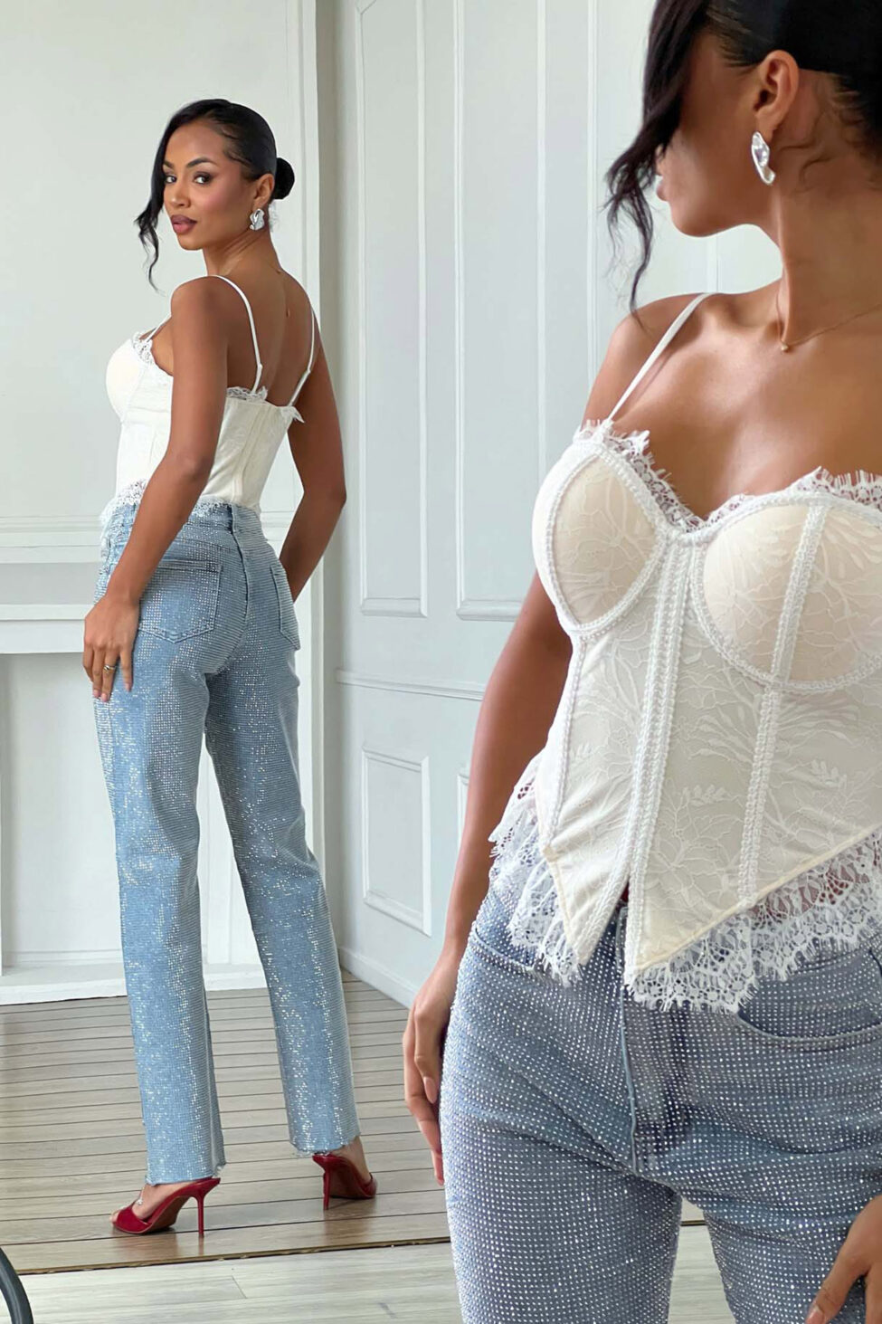 Kendall κορσές με δαντέλα εκρού - Image 3