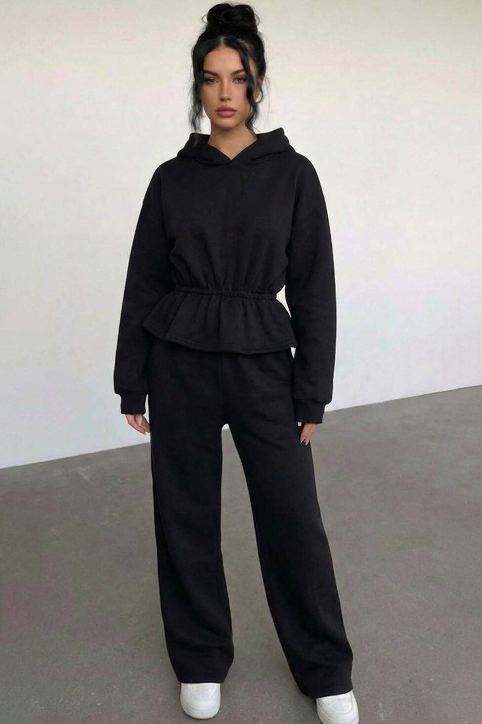 Korine σετ φούτερ παντελόνι μαύρο - Image 2