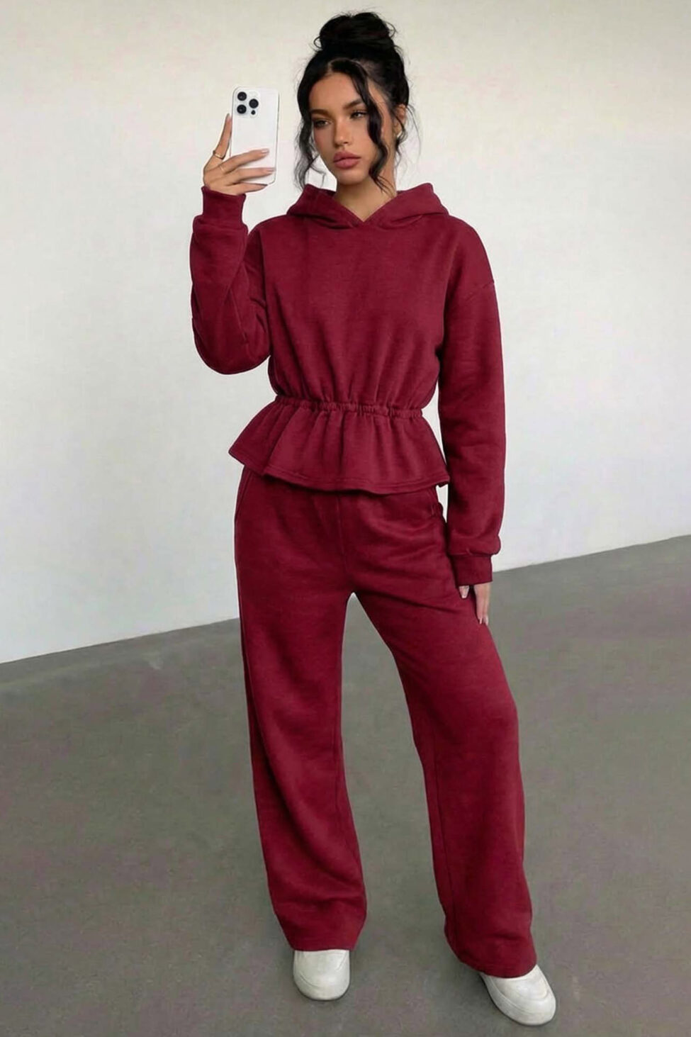 Korine σετ φούτερ παντελόνι μπορντό - Image 2