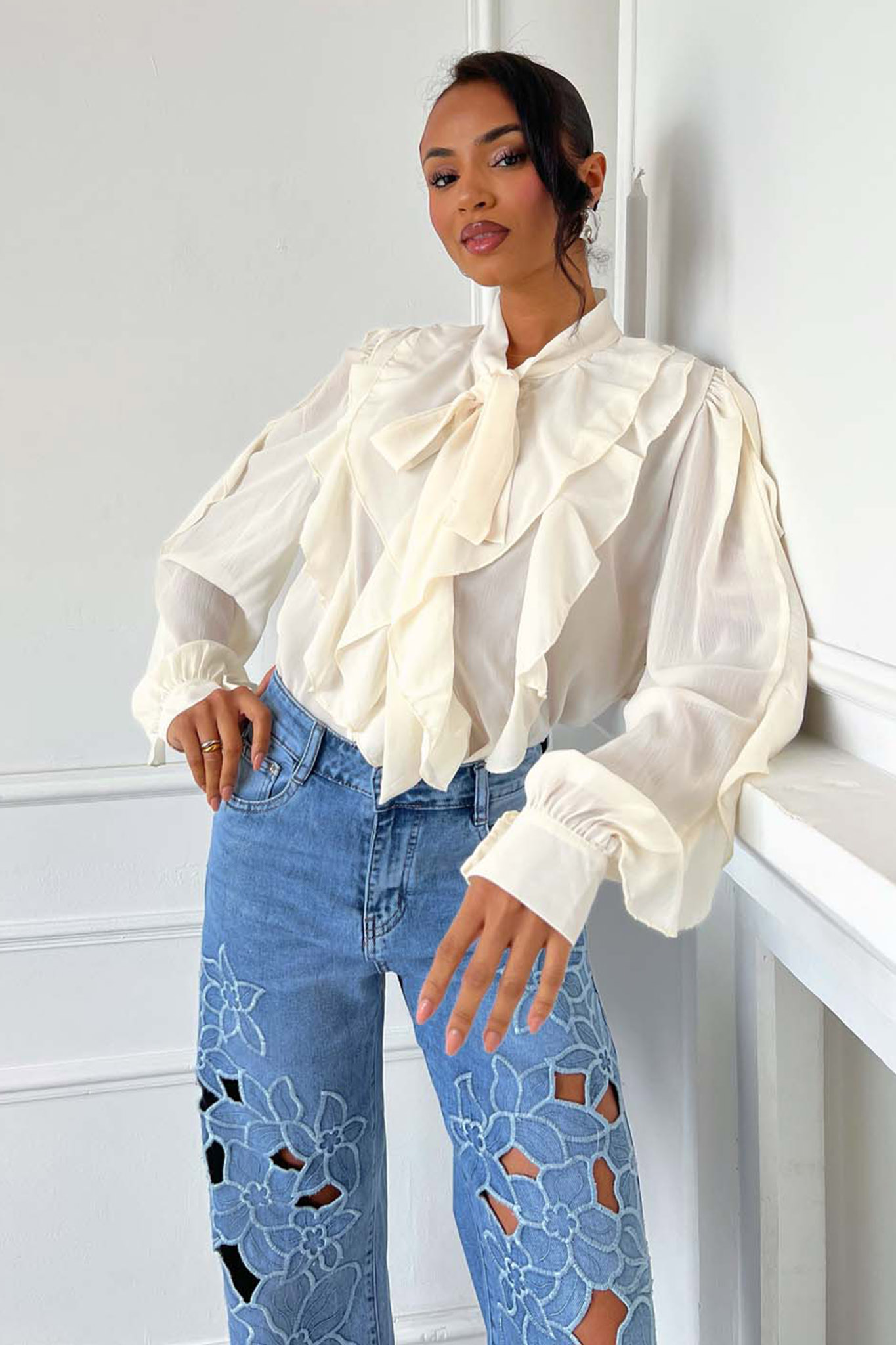 Lilou πουκάμισο με βολάν κίτρινο Lilou πουκάμισο με βολάν κίτρινο - Image 1