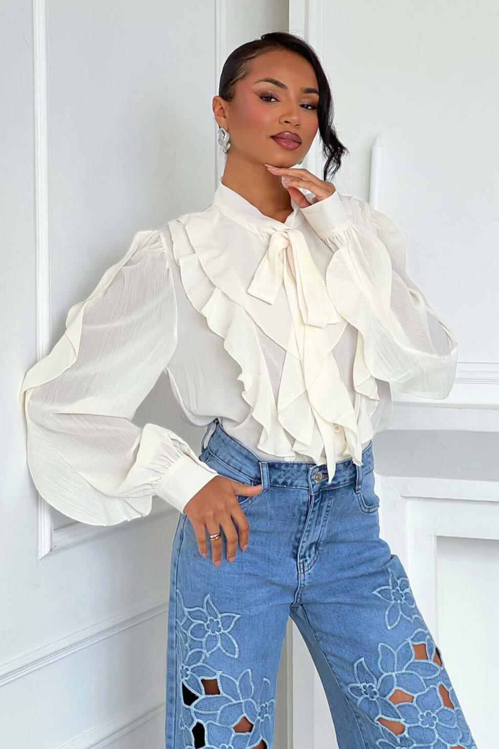 Lilou πουκάμισο με βολάν κίτρινο - Image 3