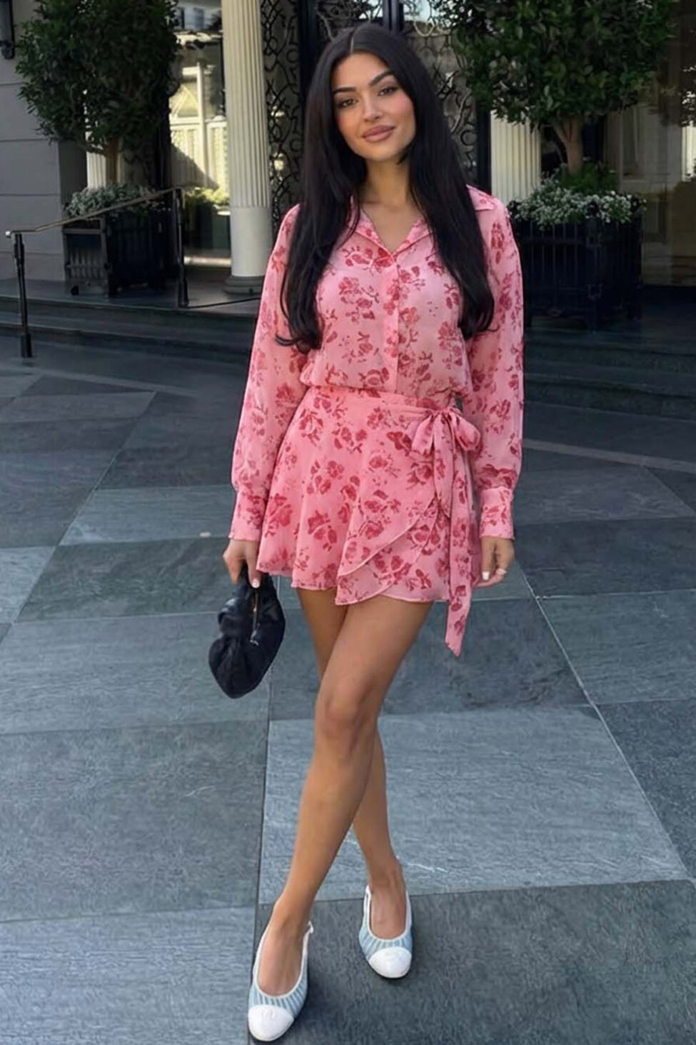 Lylia σετ μίνι φούστα πουκάμισο φλοράλ ροζ - Image 2