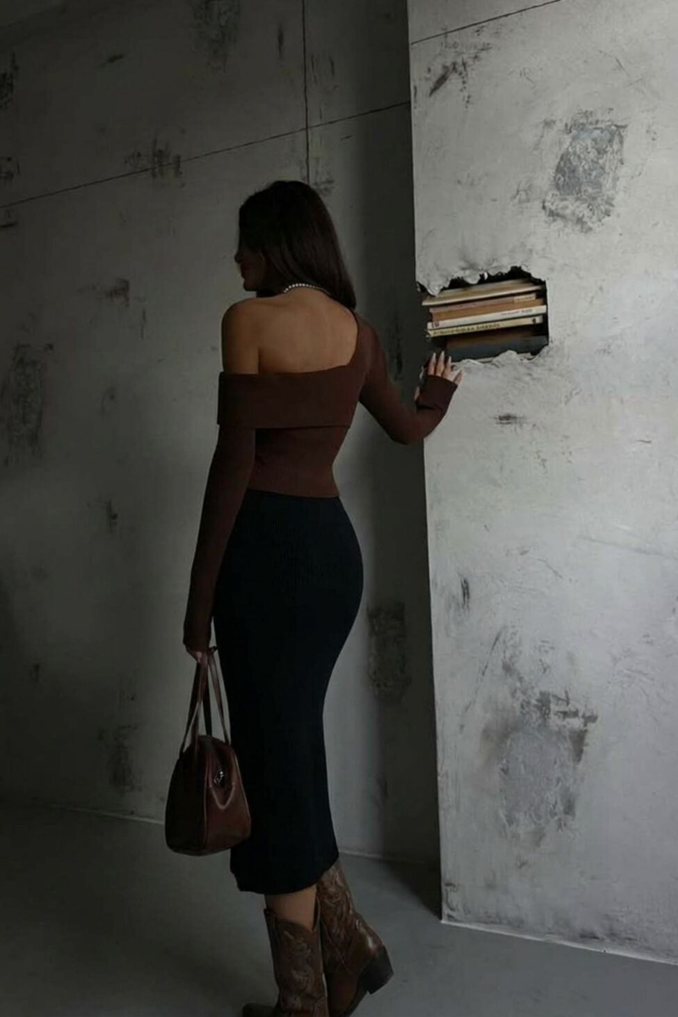 Mandy μάξι πλεκτή φούστα μαύρο - Image 2