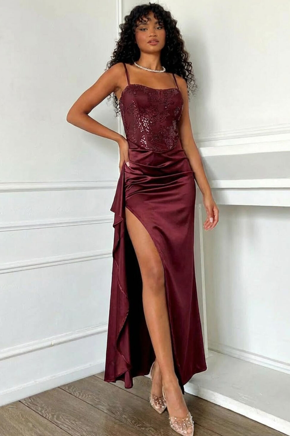 Marisa Φόρεμα Μάξι Με Παγιέτα μπορντό - Image 2